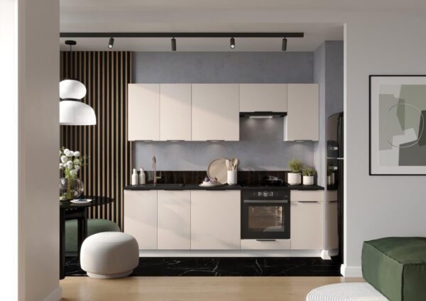 Cocina completa Sonia 8 elementos color beige con encimera incluida - Largo 180/240 cm - PEGANE - - Imagen 3