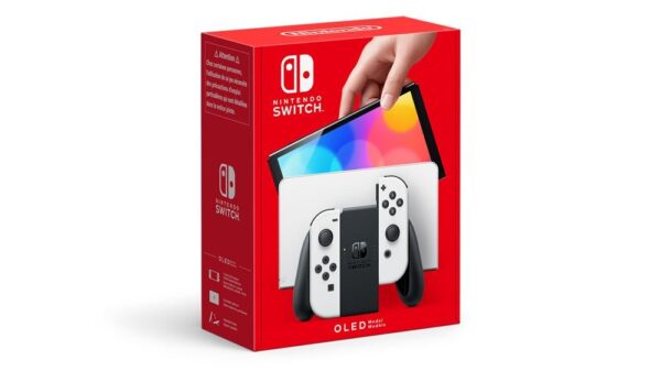 Nintendo Switch (modelo OLED) con base y mandos Joy-Con blancos - Imagen 6