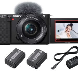 Paquete de cámara híbrida para vlogs Sony ZV-E10 + E PZ 16-50 mm f/3,5-5,6 OSS + segunda batería + cargador